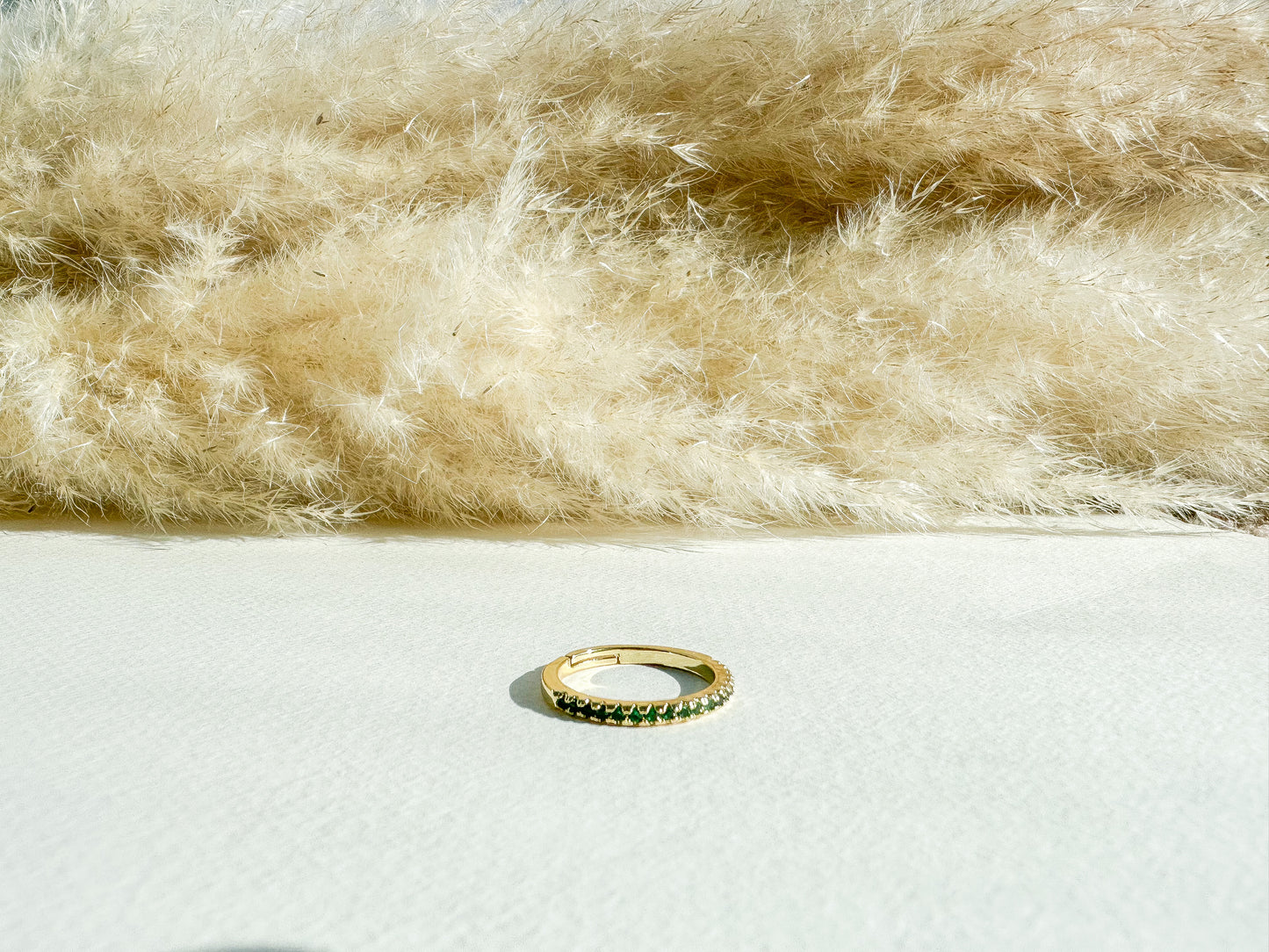 Green Crystal Band Ring